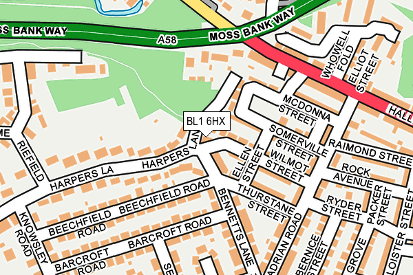 BL1 6HX map - OS OpenMap – Local (Ordnance Survey)