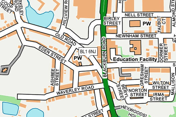 BL1 6NJ map - OS OpenMap – Local (Ordnance Survey)
