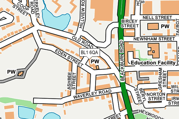 BL1 6QA map - OS OpenMap – Local (Ordnance Survey)