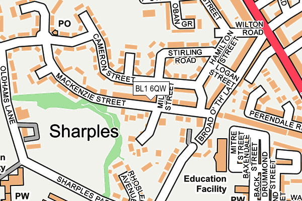 BL1 6QW map - OS OpenMap – Local (Ordnance Survey)