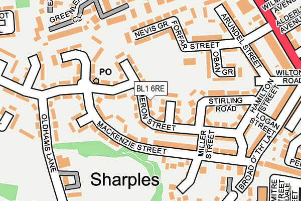 BL1 6RE map - OS OpenMap – Local (Ordnance Survey)