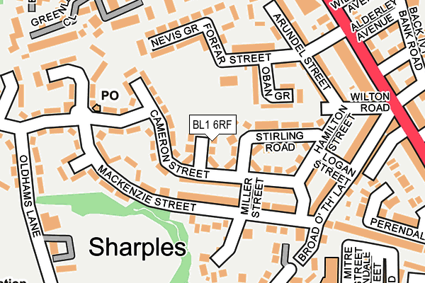 BL1 6RF map - OS OpenMap – Local (Ordnance Survey)