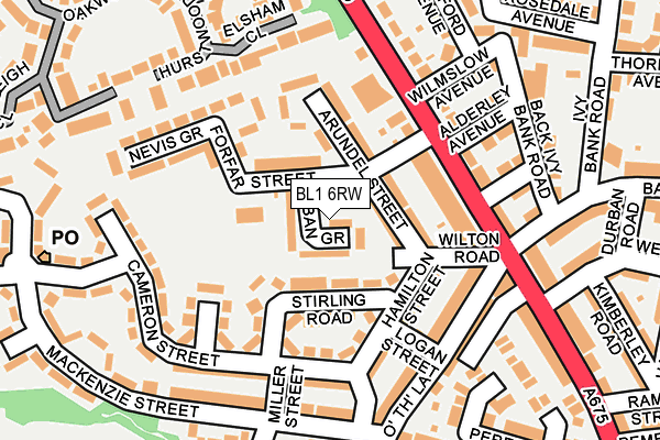 BL1 6RW map - OS OpenMap – Local (Ordnance Survey)