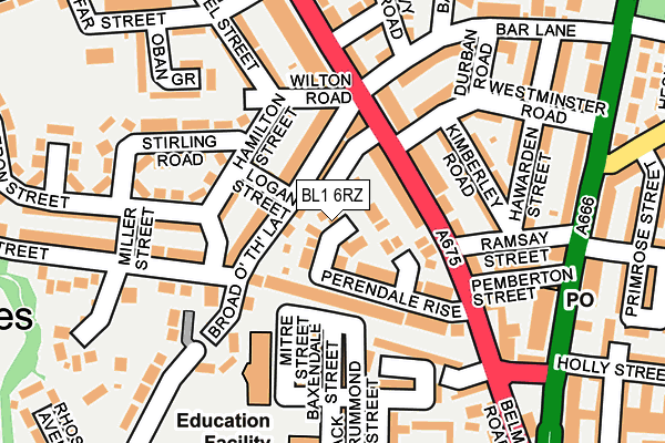 BL1 6RZ map - OS OpenMap – Local (Ordnance Survey)
