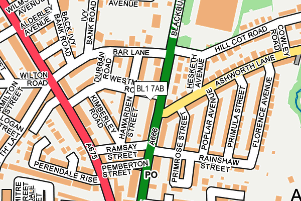 BL1 7AB map - OS OpenMap – Local (Ordnance Survey)