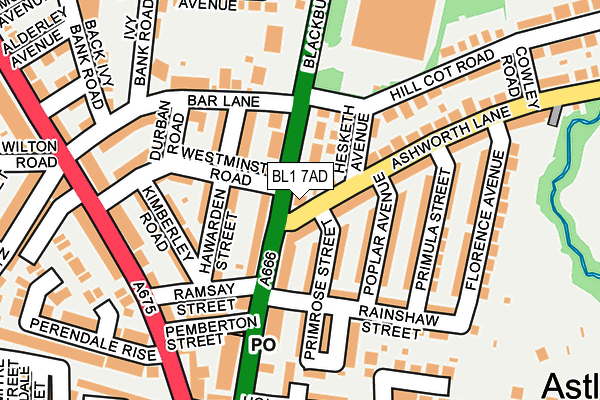 BL1 7AD map - OS OpenMap – Local (Ordnance Survey)