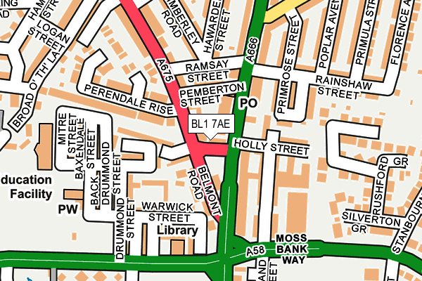 BL1 7AE map - OS OpenMap – Local (Ordnance Survey)