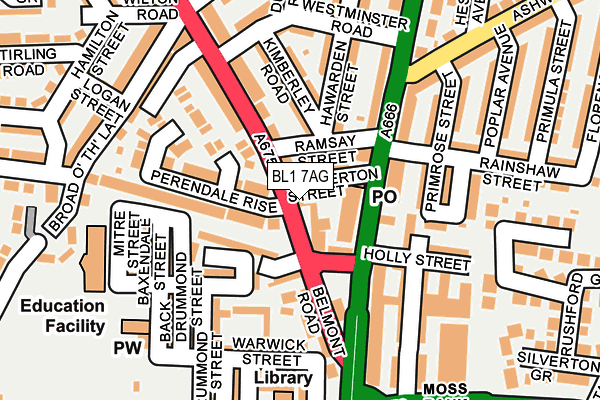 BL1 7AG map - OS OpenMap – Local (Ordnance Survey)