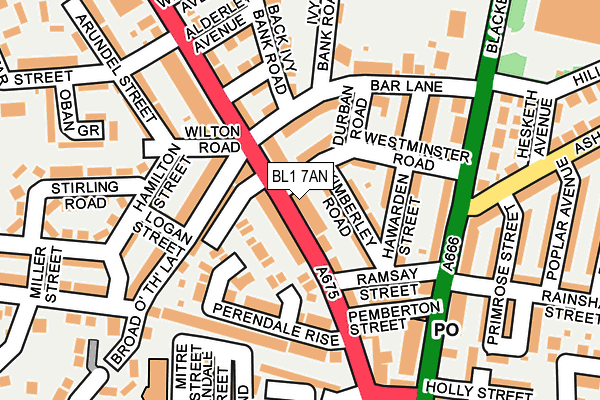 BL1 7AN map - OS OpenMap – Local (Ordnance Survey)