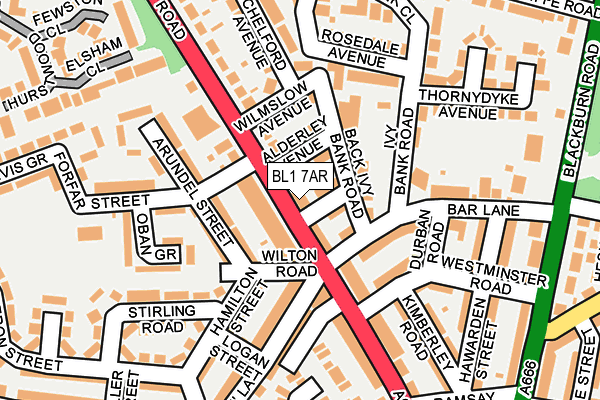 BL1 7AR map - OS OpenMap – Local (Ordnance Survey)