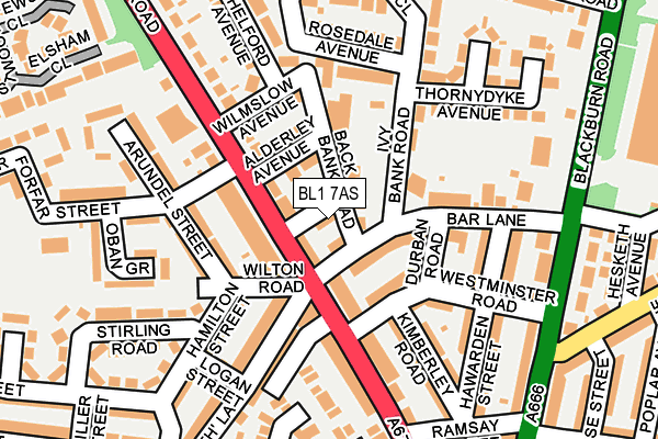 BL1 7AS map - OS OpenMap – Local (Ordnance Survey)