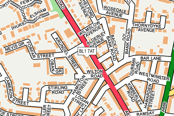 BL1 7AT map - OS OpenMap – Local (Ordnance Survey)