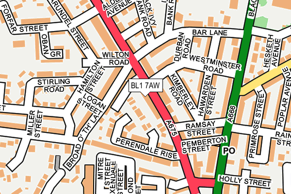 BL1 7AW map - OS OpenMap – Local (Ordnance Survey)