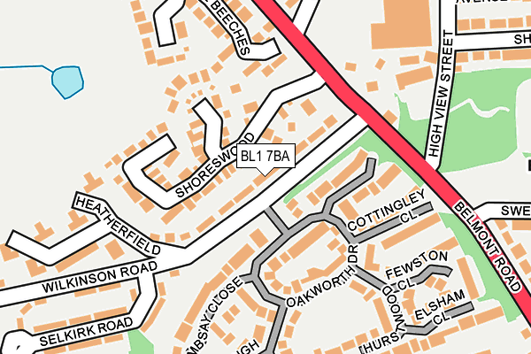 BL1 7BA map - OS OpenMap – Local (Ordnance Survey)