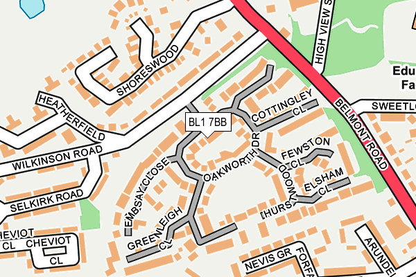 BL1 7BB map - OS OpenMap – Local (Ordnance Survey)