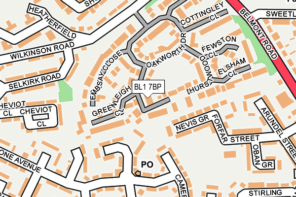 BL1 7BP map - OS OpenMap – Local (Ordnance Survey)
