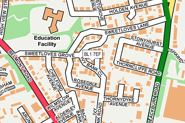 BL1 7EF map - OS OpenMap – Local (Ordnance Survey)