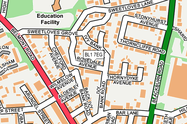 BL1 7EG map - OS OpenMap – Local (Ordnance Survey)