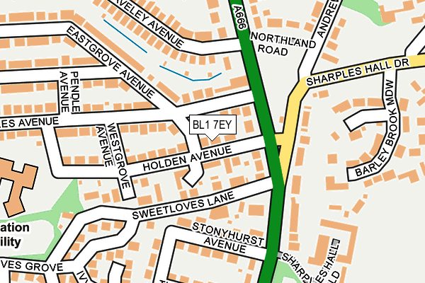 BL1 7EY map - OS OpenMap – Local (Ordnance Survey)