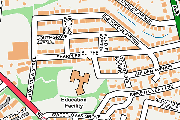 BL1 7HE map - OS OpenMap – Local (Ordnance Survey)