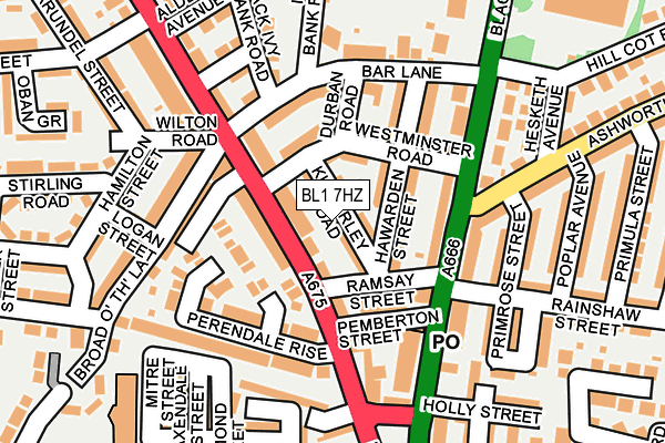 BL1 7HZ map - OS OpenMap – Local (Ordnance Survey)