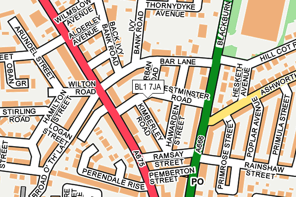 BL1 7JA map - OS OpenMap – Local (Ordnance Survey)