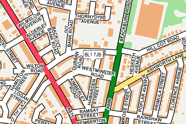 BL1 7JB map - OS OpenMap – Local (Ordnance Survey)