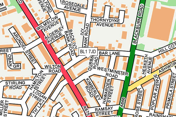 BL1 7JD map - OS OpenMap – Local (Ordnance Survey)