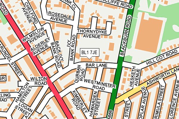 BL1 7JE map - OS OpenMap – Local (Ordnance Survey)
