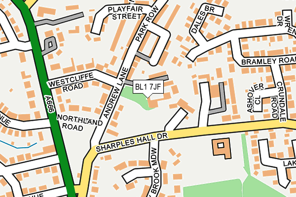 BL1 7JF map - OS OpenMap – Local (Ordnance Survey)