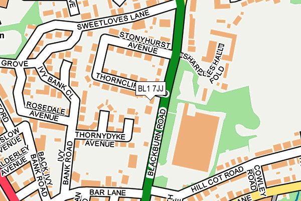 BL1 7JJ map - OS OpenMap – Local (Ordnance Survey)