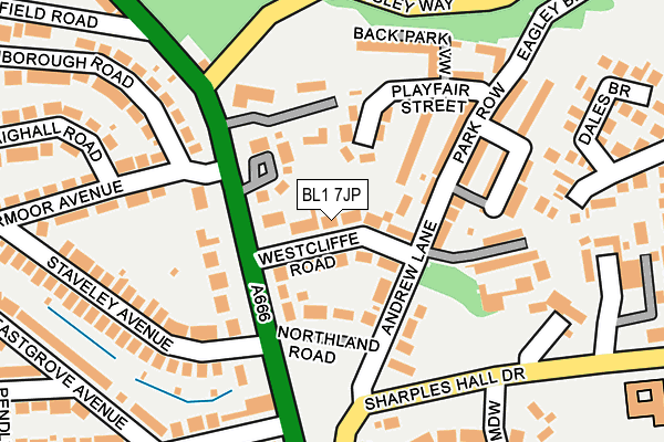 BL1 7JP map - OS OpenMap – Local (Ordnance Survey)