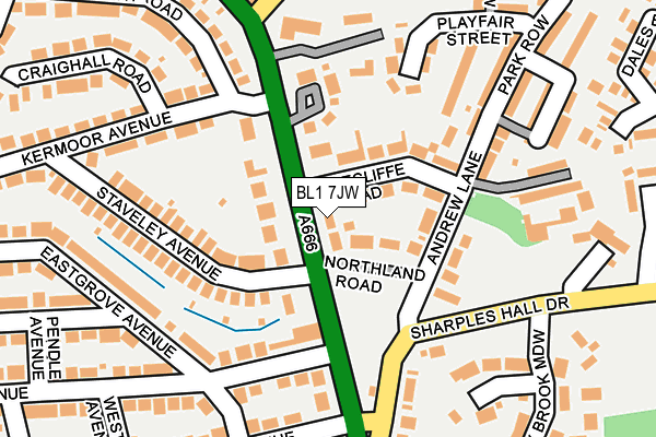 BL1 7JW map - OS OpenMap – Local (Ordnance Survey)