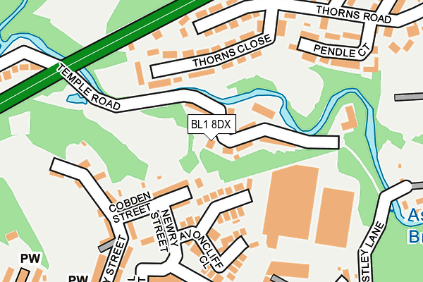 BL1 8DX map - OS OpenMap – Local (Ordnance Survey)