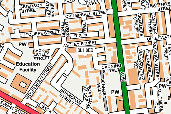 BL1 8EB map - OS OpenMap – Local (Ordnance Survey)