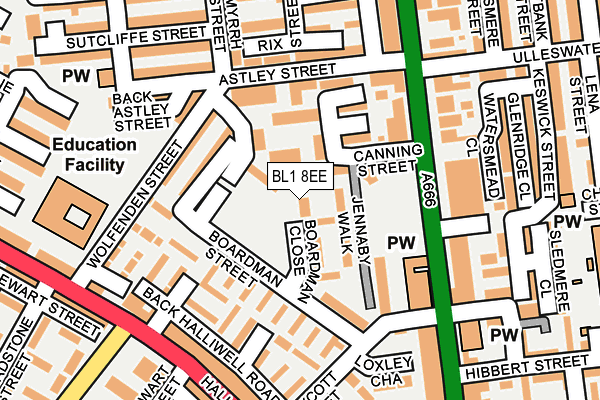 BL1 8EE map - OS OpenMap – Local (Ordnance Survey)