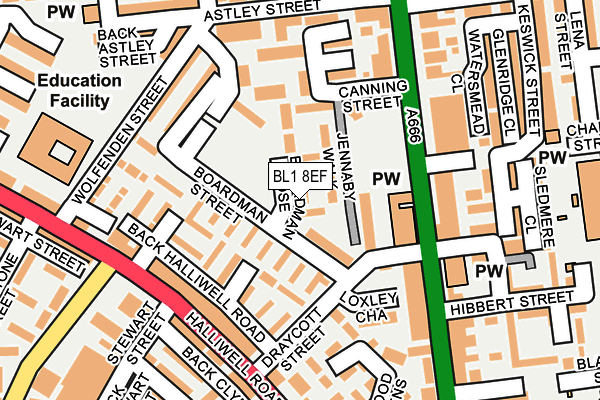 BL1 8EF map - OS OpenMap – Local (Ordnance Survey)