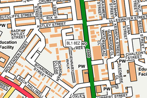 BL1 8EZ map - OS OpenMap – Local (Ordnance Survey)
