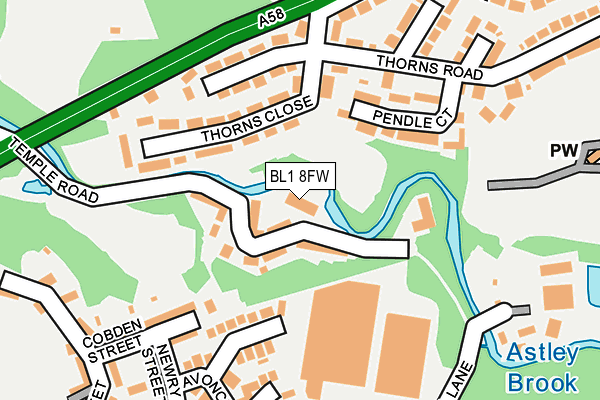 BL1 8FW map - OS OpenMap – Local (Ordnance Survey)