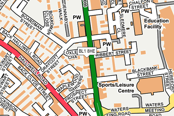 BL1 8HE map - OS OpenMap – Local (Ordnance Survey)