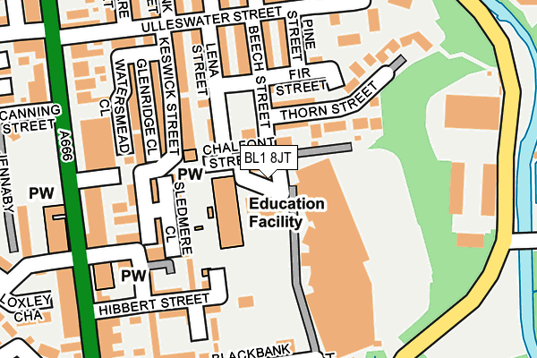 BL1 8JT map - OS OpenMap – Local (Ordnance Survey)