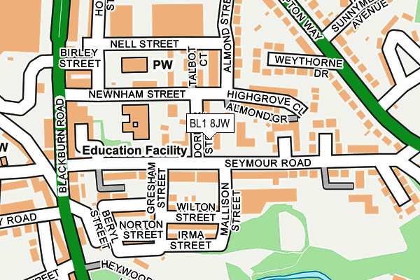 BL1 8JW map - OS OpenMap – Local (Ordnance Survey)