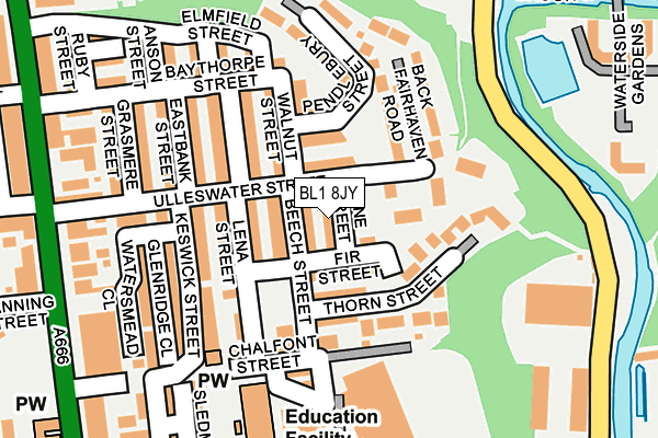 BL1 8JY map - OS OpenMap – Local (Ordnance Survey)