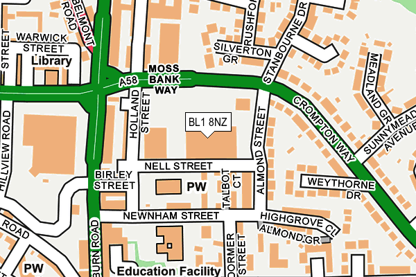 BL1 8NZ map - OS OpenMap – Local (Ordnance Survey)