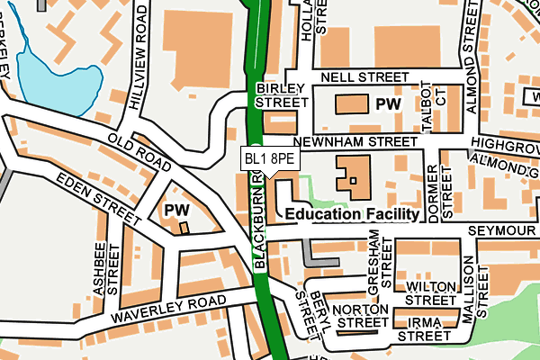 BL1 8PE map - OS OpenMap – Local (Ordnance Survey)
