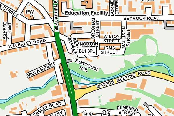 BL1 8PL map - OS OpenMap – Local (Ordnance Survey)