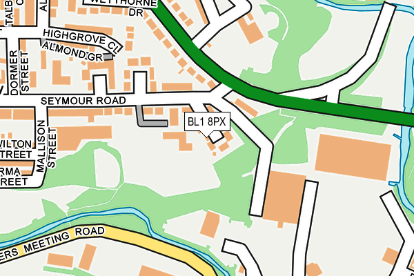 BL1 8PX map - OS OpenMap – Local (Ordnance Survey)
