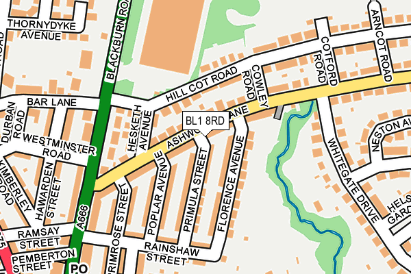 BL1 8RD map - OS OpenMap – Local (Ordnance Survey)