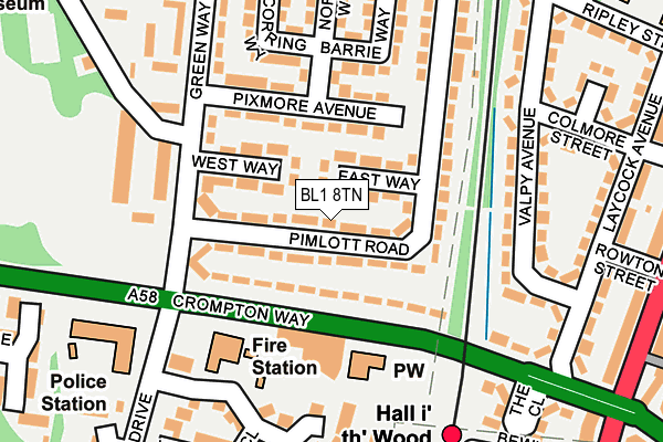 BL1 8TN map - OS OpenMap – Local (Ordnance Survey)