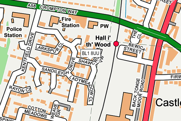 BL1 8UU map - OS OpenMap – Local (Ordnance Survey)